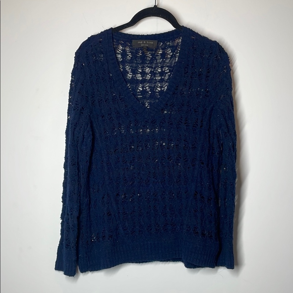Rag & Bone Navy Open Handknit Sweater